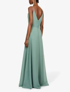 Jenny Yoo Colby Cowl-neck Chiffon Bridesmaid Gown, Eucalyptus Green -Threadnee Shop jenny yoo colby cowl neck chiffon bridesmaid gown eucalyptus green1 e1630671685521