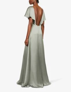 Jenny Yoo Raya V-neck Satin Bridesmaid Gown, Moss Green -Threadnee Shop jenny yoo raya v neck satin bridesmaid gown moss green1 e1630683443358