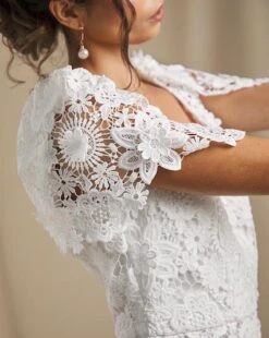 Joanna Hope Ivory 3D Lace Midi Dress, Ivory -Threadnee Shop joanna hope ivory 3d lace midi dress ivory1