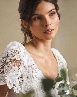 Joanna Hope Ivory 3D Lace Midi Dress, Ivory -Threadnee Shop joanna hope ivory 3d lace midi dress ivory2