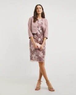 Joanna Hope Joanna Hope Blush Sequin Dress And Jacket, Blush/Pink