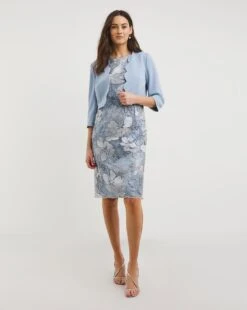 Joanna Hope Joanna Hope Light Blue Sequin Dress And Jacket