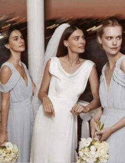 Rowley Hesselballe Mira Silk Cowl Neck Wedding Maxi Dress, White