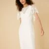 Monsoon Embellished Cape Bridal Midi Dress Ivory