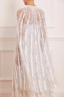 Needle & Thread Needle & Thread Floral Evermore Midaxi Cape, Champagne -Threadnee Shop needle thread floral evermore midaxi cape champagne2 e1647983509558