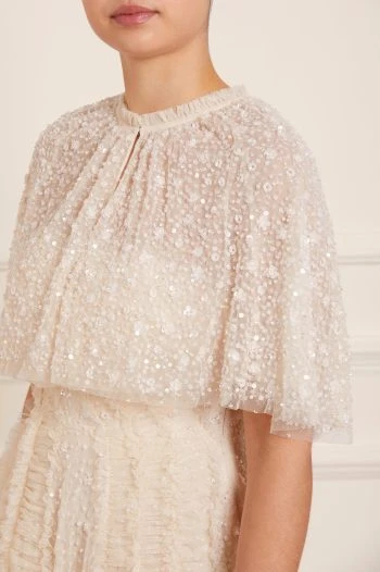 Needle & Thread Needle & Thread Violet Shimmer Short Cape, Champagne 4 Needle & Thread Needle & Thread Violet Shimmer Short Cape, Champagne - Image 2