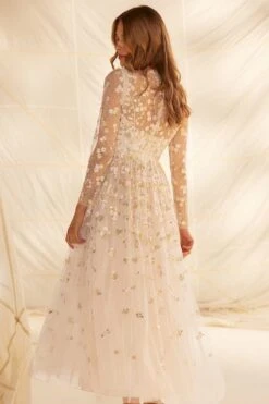 Needle & Thread Needle & Thread Wildflower Ditsy Ankle Gown, Champagne