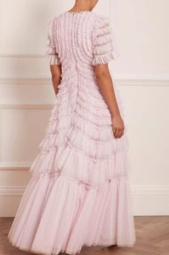 Needle & Thread Needle & Thread Willow Ruffle V-Neck Gown, Lilac/Purple -Threadnee Shop needle thread willow ruffle v neck gown lilac purple1 e1647955378458