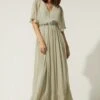 Coast Oasis Plunge V Neck Embellished Waist Maxi Dress, Sage Green -Threadnee Shop oasis plunge v neck embellished waist maxi dress sage green e1628168326319