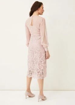 Phase Eight Aldora Chiffon Lace Dress, Light Pink/Blush -Threadnee Shop phase eight aldora chiffon lace dress light pink blush1 e1629301312570
