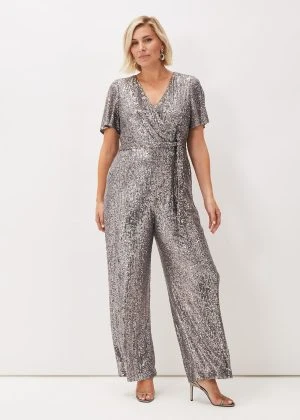 Phase Eight Allesandra Sequin Jumpsuit, Pewter/Silver 3 Phase Eight Allesandra Sequin Jumpsuit, Pewter/Silver