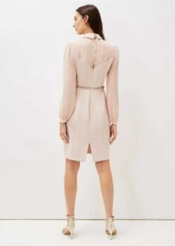 Phase Eight Avah Embellished Fitted Dress, Cameo/Light Blush -Threadnee Shop phase eight avah embellished fitted dress cameo light blush2 e1641979251438