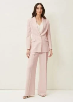 Phase Eight Cadie Wide Leg Suit Trousers, Antique Rose/Blush Pink