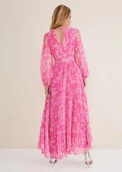 Phase Eight Hayley Sleeve Pleated Maxi Dress, Pink 4 Phase Eight Hayley Sleeve Pleated Maxi Dress, Pink - Image 2