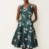 Phase Eight Jordyn Jacquard Floral Print Dress, Green/White -Threadnee Shop phase eight jordyn jacquard floral print dress green white e1615219325872
