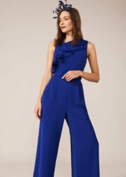 Phase Eight Maeve Frill Detail Jumpsuit, Cobalt Blue