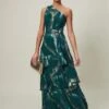 Phase Eight Sonia One Shoulder Silk Maxi Dress, Dark Green/Multi -Threadnee Shop phase eight sonia one shoulder silk maxi dress dark green multi