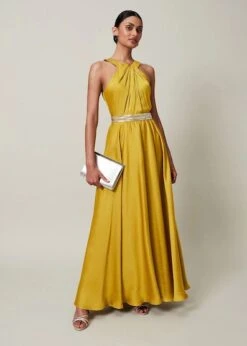 Phase Eight Vanessa Beaded Belt Maxi Dress, Chartreuse/Yellow
