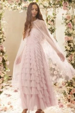 Needle & Thread Needle & Thread Elizabeth Rose Midaxi Cape, Lilac/Purple