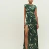 Reformation Birch Silk Maxi Dress, Green/Multi -Threadnee Shop reformation birch silk maxi dress green multi