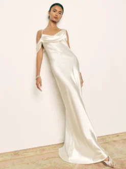 Reformation Ronda Silk Bridal Maxi Dress, Ivory -Threadnee Shop reformation ronda silk bridal maxi dress ivory1