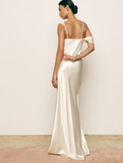 Reformation Ronda Silk Bridal Maxi Dress, Ivory -Threadnee Shop reformation ronda silk bridal maxi dress ivory2