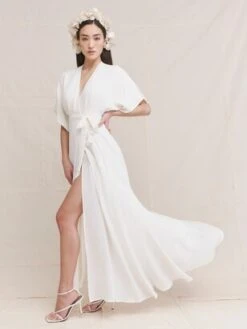 Reformation Winslow Wrap Style Maxi Bridal Dress, Ivory