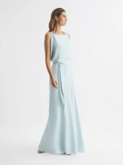 Reiss Ida Cowl Neck Bridesmaid Dress, Green -Threadnee Shop reiss ida cowl neck bridesmaid dress green2