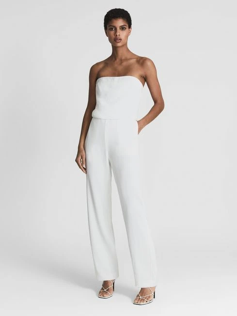 Reiss Janine Bandeau Wide Leg Jumpsuit, White 3 Reiss Janine Bandeau Wide Leg Jumpsuit, White