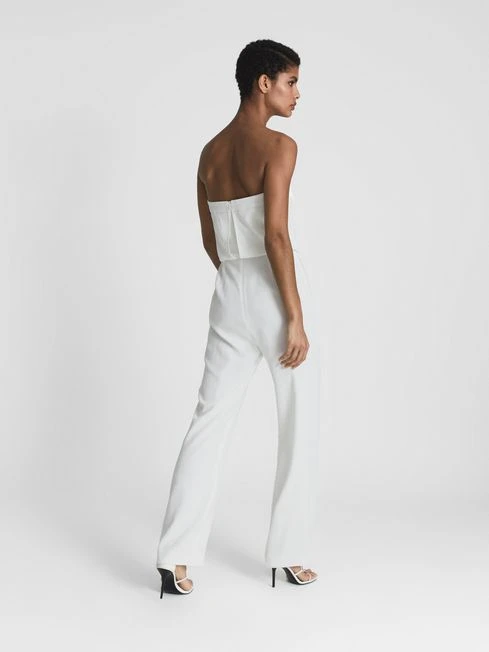 Reiss Janine Bandeau Wide Leg Jumpsuit, White 4 Reiss Janine Bandeau Wide Leg Jumpsuit, White - Image 2
