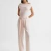 Reiss Maple Off-The-Shoulder Jumpsuit, Nude/Blush -Threadnee Shop reiss maple off the shoulder jumpsuit nude blush
