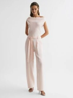 Reiss Maple Off-The-Shoulder Jumpsuit, Nude/Blush