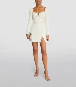 SELF PORTRAIT SELF-PORTRAIT Embellished Mini Dress, White -Threadnee Shop self portrait embellished mini dress white