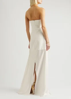SOLACE LONDON Ava Strapless Panelled Gown, Ivory -Threadnee Shop solace london ava strapless panelled gown ivory2