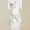 Ted Baker CAMLIAA Pergola Floral Print Bodycon Dress, Ivory/Multi