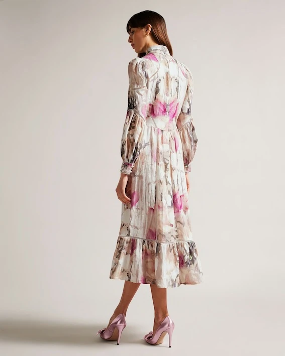 Ted Baker Freisya Floral Lace Cut-Out Midi Dress, Nude/Pink/Blush 4 Ted Baker Freisya Floral Lace Cut-Out Midi Dress, Nude/Pink/Blush - Image 2