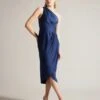 Ted Baker Gabie One Shoulder Drape Midi Dress, Dark Blue -Threadnee Shop ted baker gabie one shoulder drape midi dress dark blue