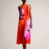 Ted Baker Immia Halterneck Midaxi Swing Dress, Bright Orange/Pink -Threadnee Shop ted baker immia halterneck midaxi swing dress bright orange pink copy