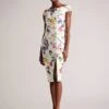 Ted Baker Loveina Floral Bardot Bodycon Dress, White/Multi 1 Ted Baker Loveina Floral Bardot Bodycon Dress, White/Multi -Threadnee Shop ted baker loveina floral bardot bodycon dress white multi