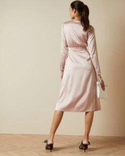 Ted Baker NEENHA Side Wrap Pleated Dress, Light Pink/Blush -Threadnee Shop ted baker neenha side wrap pleated dress light pink blush1 e1586589837766