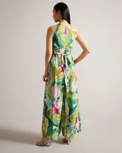 Ted Baker Rachily Halterneck Jumpsuit With Wrap Bodice Detail, Green/Multi 6 Ted Baker Rachily Halterneck Jumpsuit With Wrap Bodice Detail, Green/Multi -Threadnee Shop ted baker rachily halterneck jumpsuit with wrap bodice detail green multi1