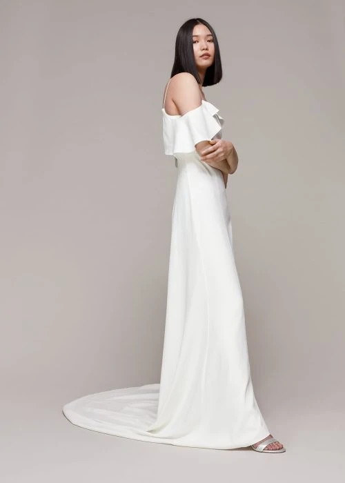 Whistles Esther Bardot Wedding Dress, Ivory 3 Whistles Esther Bardot Wedding Dress, Ivory